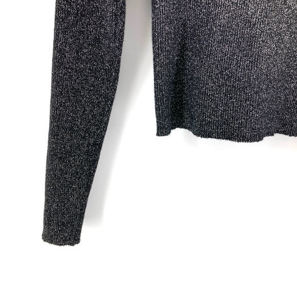 House Of Harlow 1960 Black Shimmer Knit Mock Neck Top - Picture 3 of 6
